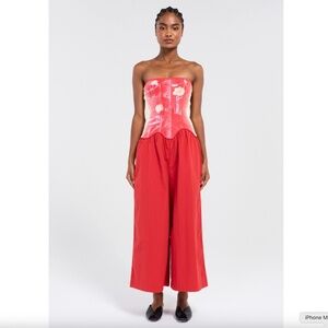 PH5  OKRA MIXED MEDIA strapless JUMPSUIT yellow red L